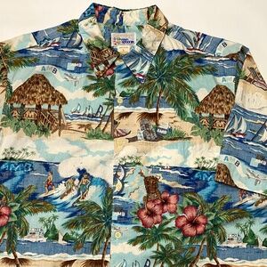 (Sold)Reyn Spooner Hawaiian Island Paradise Short Sleeve Button Up Shirt Mens
